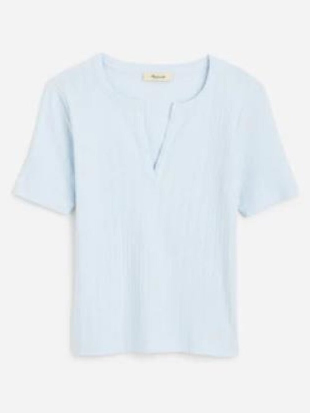 MADEWELL Women's Pointelle Notch Neck Tee Size XS in Soft Blue